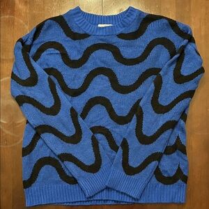 Blue and Black Wave Pattern Sweater